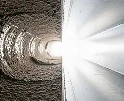air duct cleaning services showing interior duct system inspection and cleaning in Buffalo, NY
